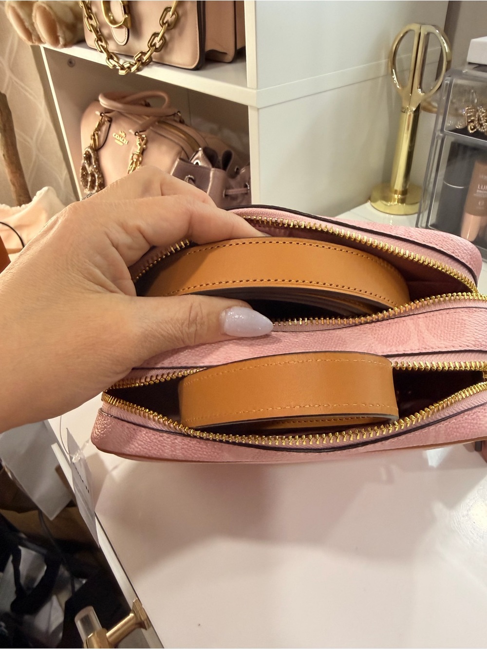 Coach Pink Signature Crossbody Camera Bag with Gold Hardware - Picture 2 of 5